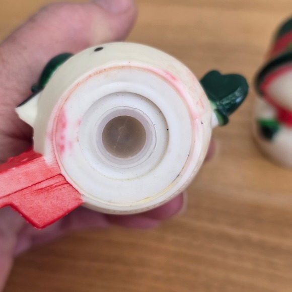 Vintage Hallmark Christmas Happy & Merry Salt Pepper Shakers Set Snowmen Holiday - Picture 6 of 10